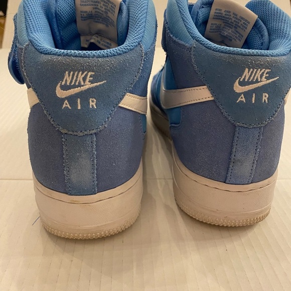 Nike Air Force 1 Men’s Mid High-Top Sneakers size 10 light blue white used - Picture 10 of 12